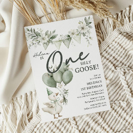 Invitación Whimsical One Silly Goose 1st Birthday
