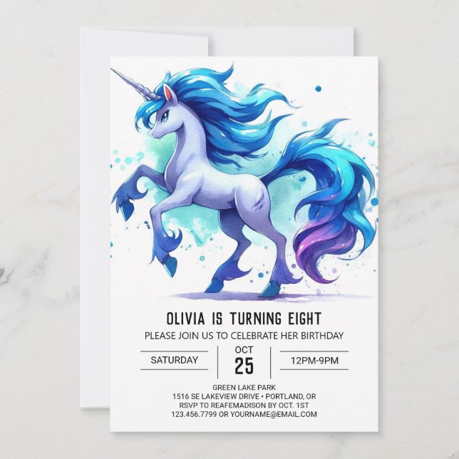 Invitación Whimsical Online Horse Birday (Anverso)