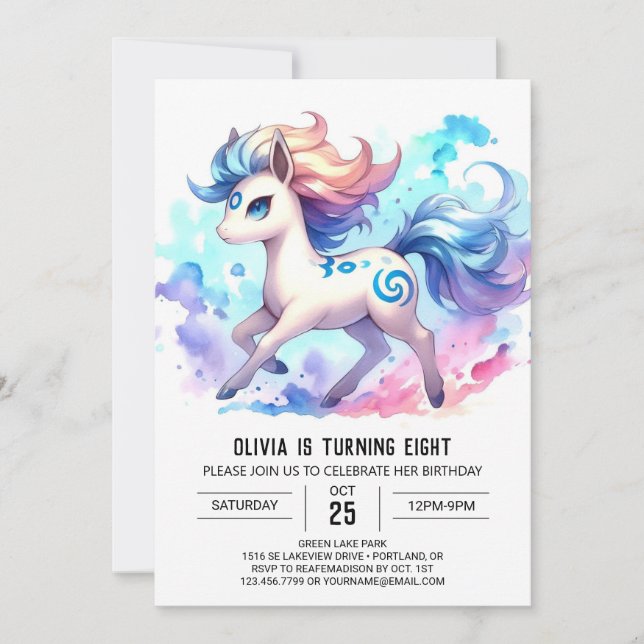 Invitación Whimsical Online Horse Birday (Anverso)
