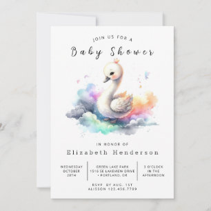 Invitación Whimsical Online Swan Baby Shower