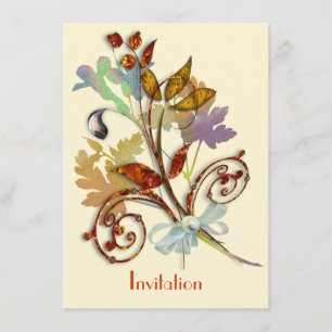 Invitación Whimsical Otoño Fall Rustic Flower Bouquet