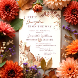 Invitación Whimsical Otoño Terracotta Bebé Fox Pumpkin