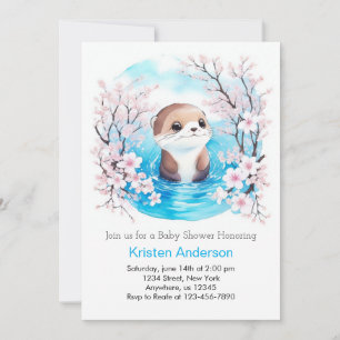 Invitación Whimsical Otter Blue Bliss Boy Baby Shower