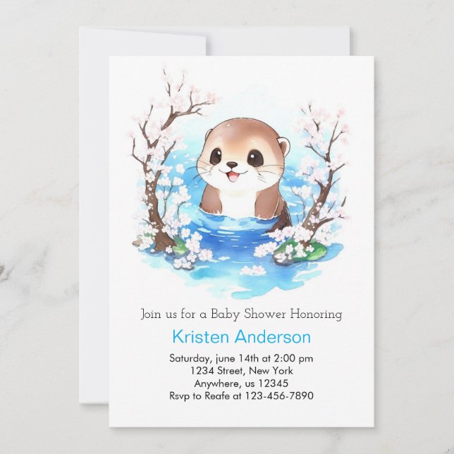 Invitación Whimsical Otter Paradise Boy Baby Shower (Anverso)