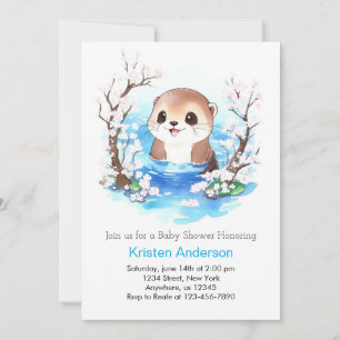 Invitación Whimsical Otter Paradise Boy Baby Shower
