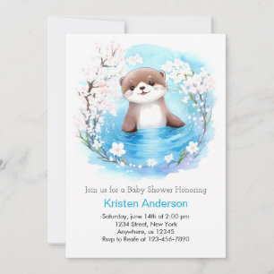 Invitación Whimsical Otter Watercolor Boy Baby Shower