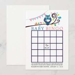 Invitación Whimsical Owl Baby Shower Bingo