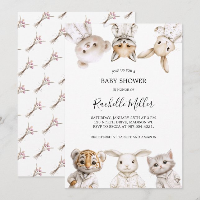 Invitación Whimsical Pajama Parade: Baby Shower Invitation  (Anverso / Reverso)