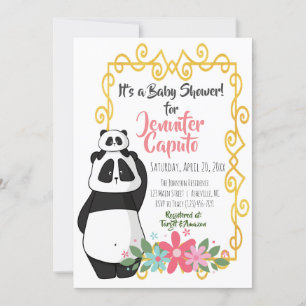 Invitación Whimsical Pandas Baby Shower