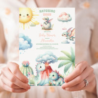 Whimsical Pastel Hatching Pronto Dino Baby Shower