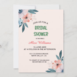 Invitación Whimsical Pastel Marco de Flor Silvestre Ducha Bri