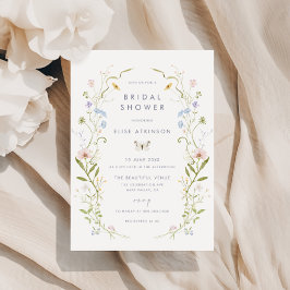 Invitación Whimsical Pastel Marco de Flor Silvestre Ducha Bri