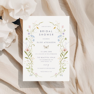 Invitación Whimsical Pastel Marco de Flor Silvestre Ducha Bri