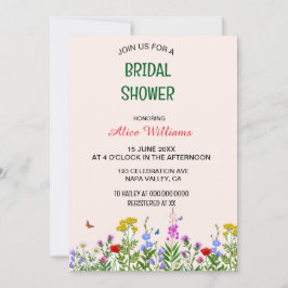 Invitación Whimsical Pastel Marco de Flor Silvestre Ducha Bri