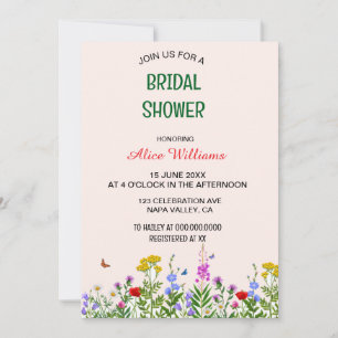 Invitación Whimsical Pastel Marco de Flor Silvestre Ducha Bri