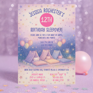 Invitación Whimsical Pastel Teepees Sleepover Cumpleaños