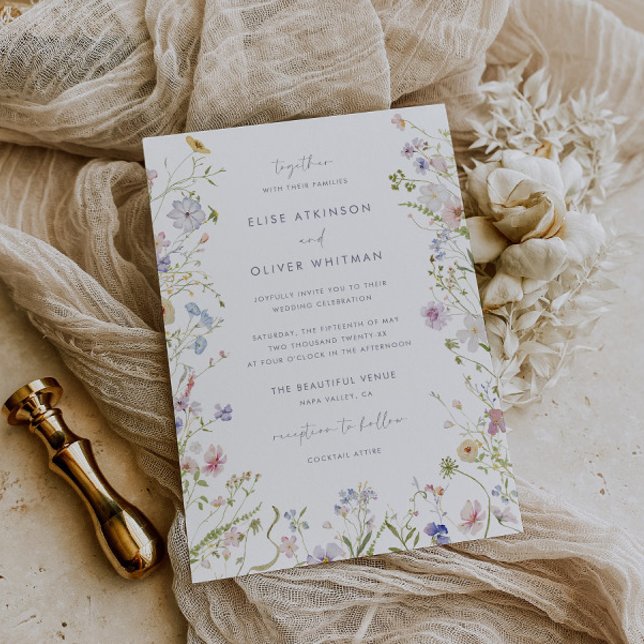 Invitación Whimsical Pastel Wildflower Boda (Subido por el creador)