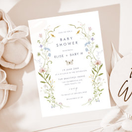 Invitación Whimsical Pastel Wildflower Frame Baby Shower
