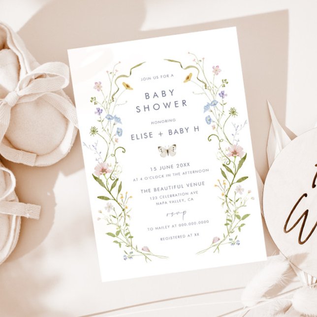 Invitación Whimsical Pastel Wildflower Frame Baby Shower (Subido por el creador)