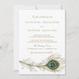 Invitación Whimsical Peacock Feather Art Deco Boda