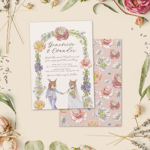Invitación Whimsical Pink Boho Bunny Love Watercolor Boda