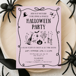 Invitación Whimsical Pink Boos & Bows Halloween Party