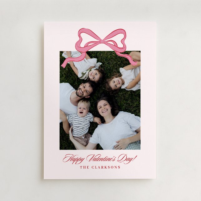 Invitación Whimsical Pink Bow Valentine’s Day Photo Card (Subido por el creador)