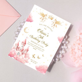 Invitación Whimsical Pink Fairy Tale Castle Birthday