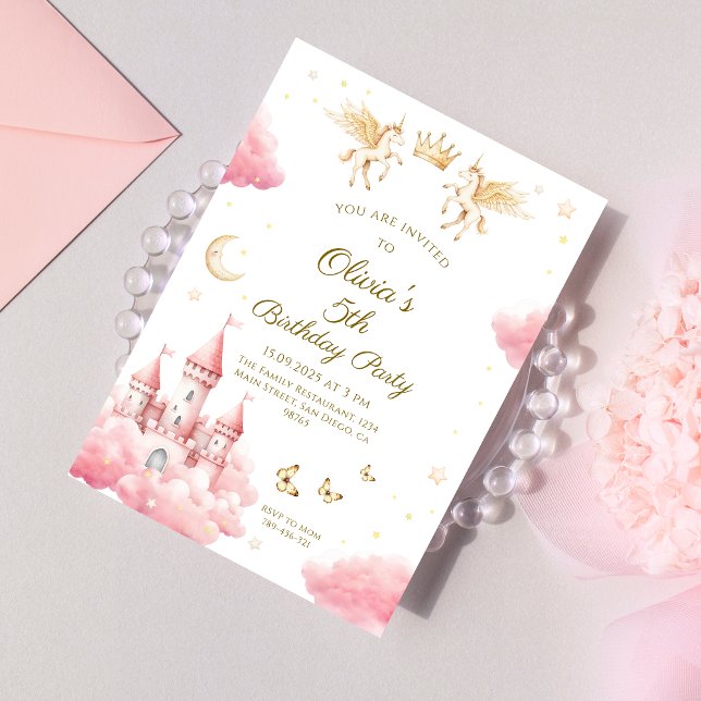 Invitación Whimsical Pink Fairy Tale Castle Birthday (Subido por el creador)