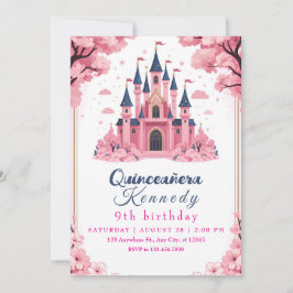 Invitación Whimsical Pink Princess Castle Birthday