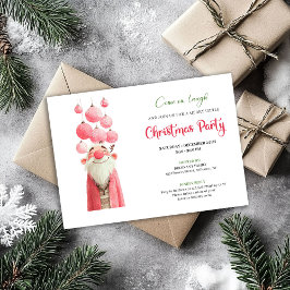 Invitación Whimsical pink santa Christmas party invitation