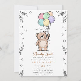 Invitación Whimsical Pink Yellow Teddy bear baby shower