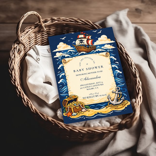Invitación Whimsical Pirate Ship Adventure Baby Shower (Subido por el creador)