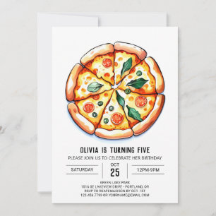 Invitación Whimsical Printable Pizza Cumpleaños