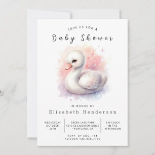 Invitación Whimsical Printable Swan Baby Shower