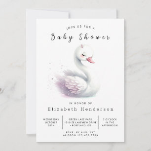 Invitación Whimsical Printable Swan Baby Shower
