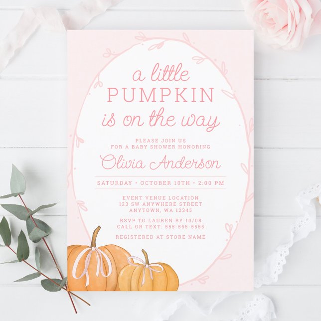 Invitación Whimsical Pumpkin Chica rosado Baby Shower (Subido por el creador)