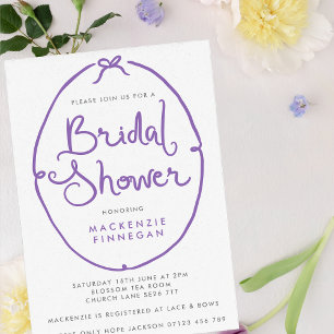 Invitación Whimsical Purple Bow Bridal Shower