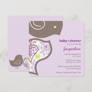Invitación Whimsical Purple Damask Chicas Invitan a Baby Show