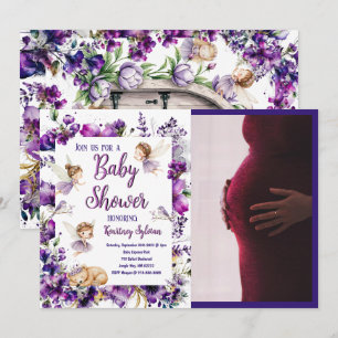 Invitación Whimsical Purple Fairy Baby Shower