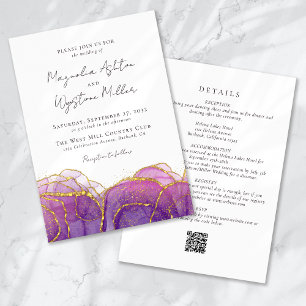 Invitación Whimsical Purple Gold All in One Boda