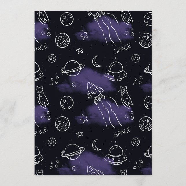 Invitación Whimsical Purple Outer Space Seamless Pattern (Anverso)