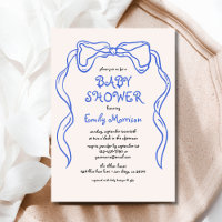 Whimsical Quirky Blue Bow Baby Boy Shower