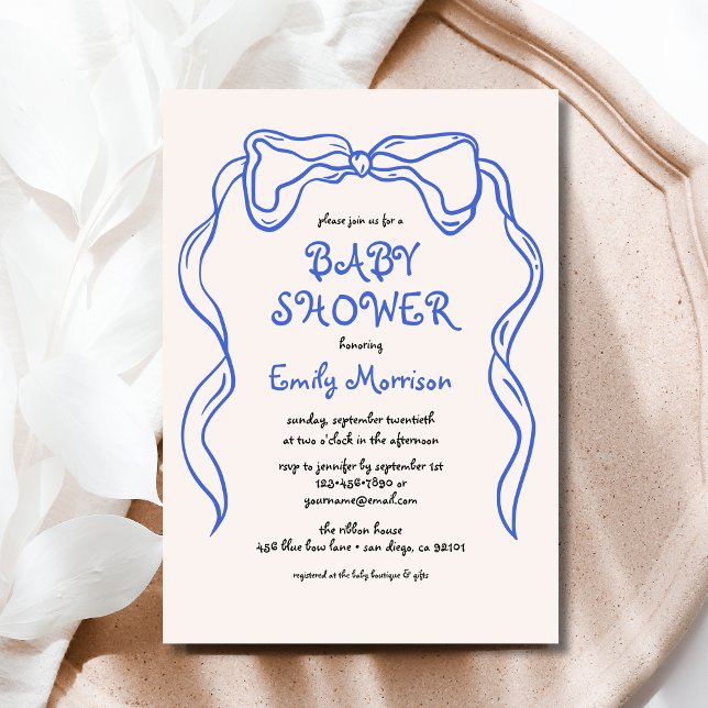 Invitación Whimsical Quirky Blue Bow Baby Boy Shower (Subido por el creador)