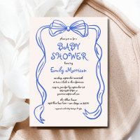 Whimsical Quirky Blue Bow Boy Baby Shower