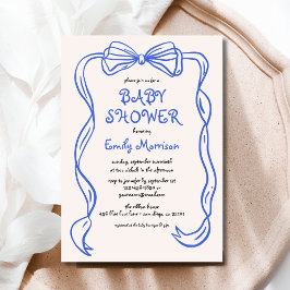 Invitación Whimsical Quirky Blue Bow Boy Baby Shower