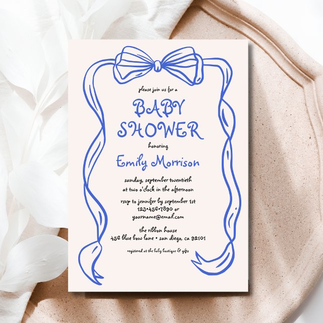 Invitación Whimsical Quirky Blue Bow Boy Baby Shower (Subido por el creador)