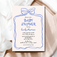 Whimsical Quirky Blue Bow Boy Baby Shower