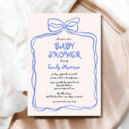 Invitación Whimsical Quirky Blue Bow Boy Baby Shower