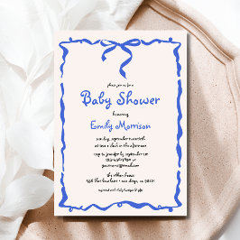 Invitación Whimsical Quirky Blue Bow Boy Baby Shower